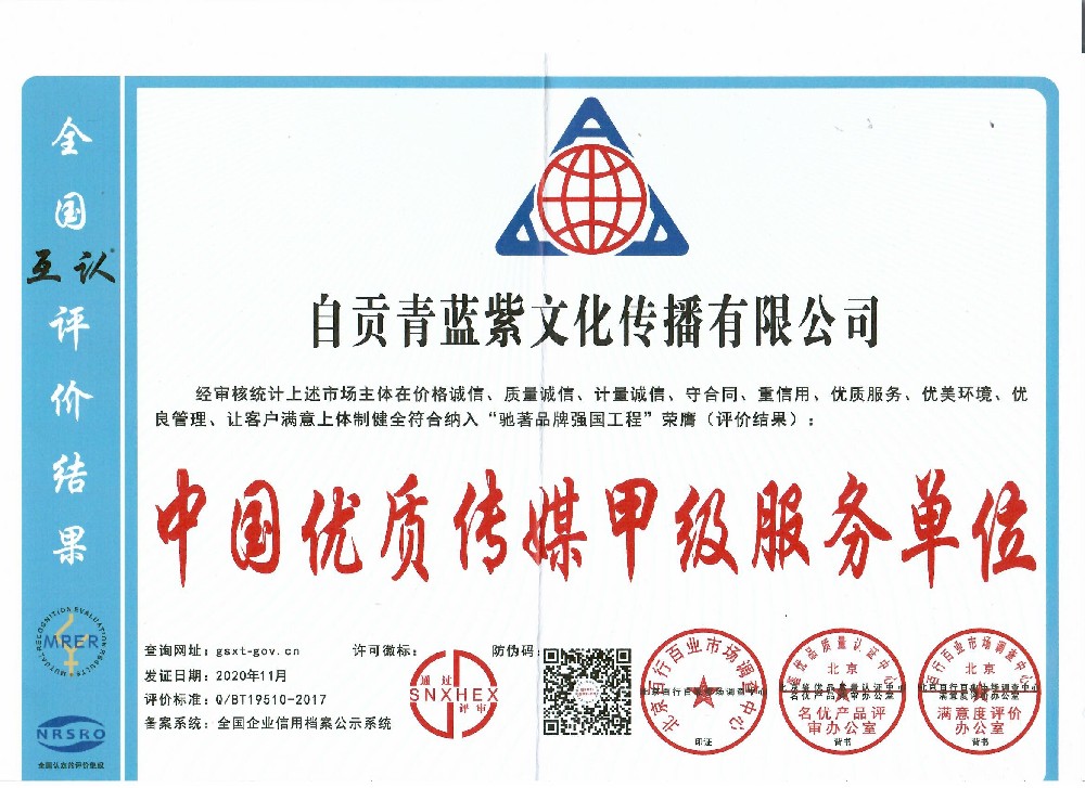 中国优质传媒甲级服务单位